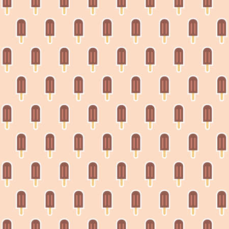Chocolate ice cream on a stick brown beige seamless pattern for textile and wrapping paper background designのイラスト素材