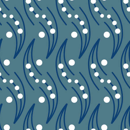 Organic sprig herb round berry blue gray seamless pattern vector abstractのイラスト素材