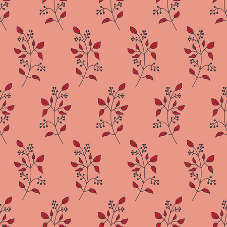 Cute tender red twig seamless pattern for textile decoration vector illustrationのイラスト素材