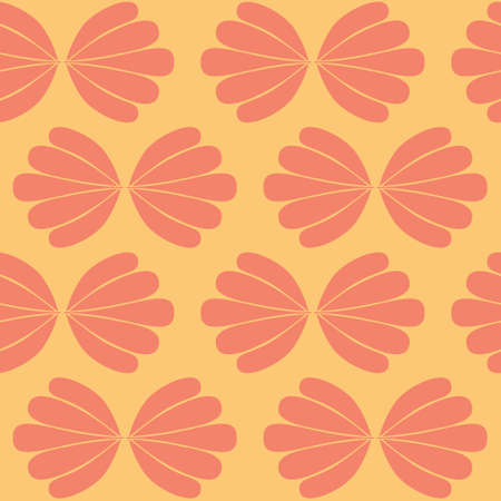 Yellow orange clam shell on dark background seamless patternのイラスト素材