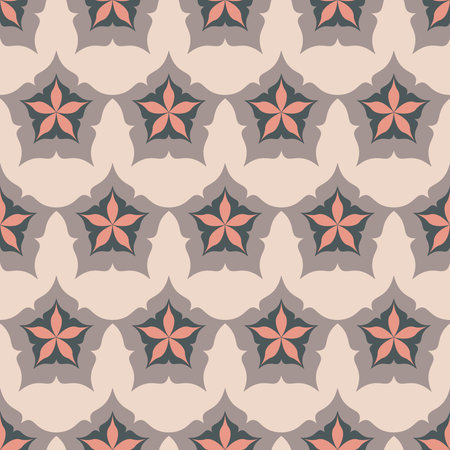 Pink gray pastel star on white background, cute repeating eps