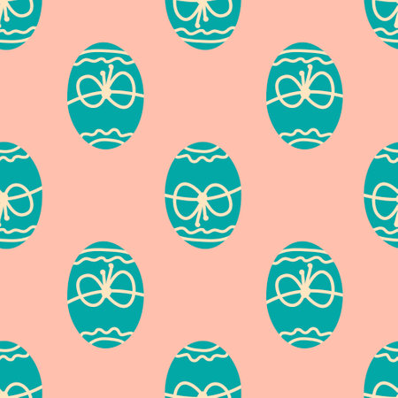 Easter egg seamless pattern with bow, vector illustration for textile and scrapbook designのイラスト素材