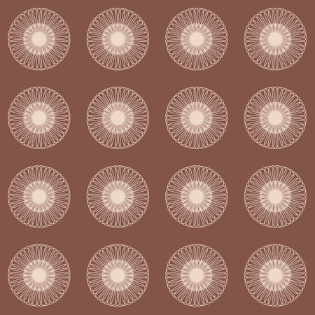 Brown seamless pattern with round wheel ornament for clothing design and decoration, vector illustrationのイラスト素材
