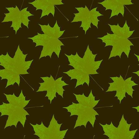 Maple tree green leaf seamless pattern, repeat backgroundのイラスト素材