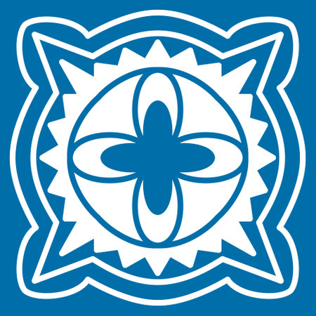 Azulejo square ceramic spanish tiles for wall and floor decoration, retro geometric symmetrical vector illustrationのイラスト素材