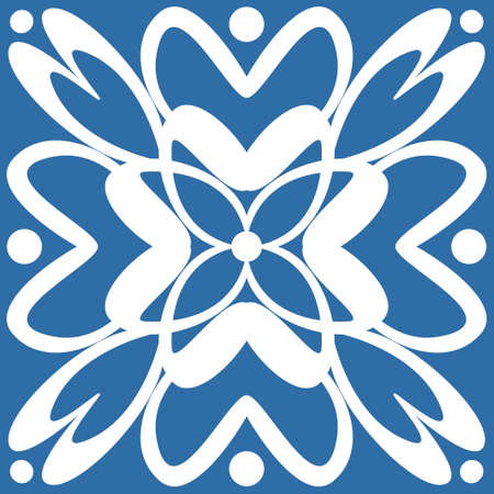Fantasy flower Azulejo tile for wall, floor and kitchen backsplash design, vector illustrationのイラスト素材