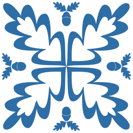 Azulejo blue square background portuguese tiles for wall decor, cute retro design vector illustrationのイラスト素材