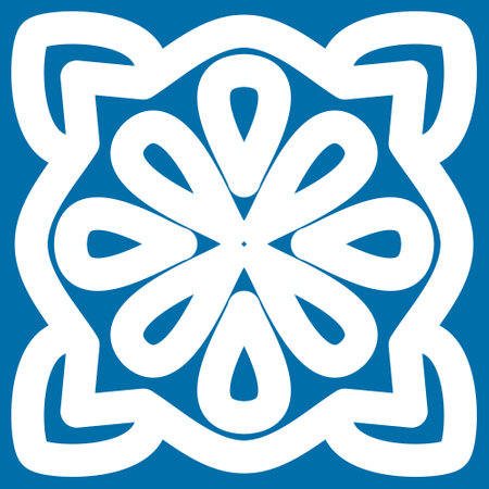 Azulejo blue square background portuguese tiles for wall decor, cute retro designのイラスト素材