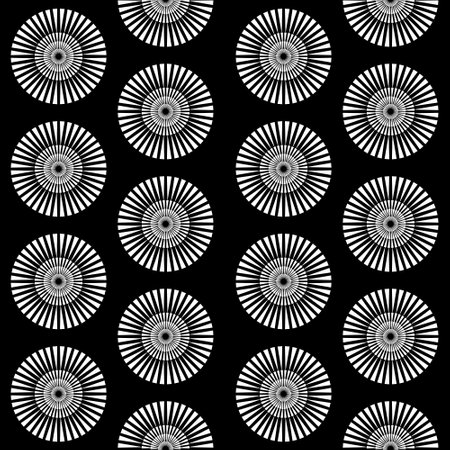 Black and white seamless pattern for textile and wrapping paper, round disc wheel vector illustration epsのイラスト素材
