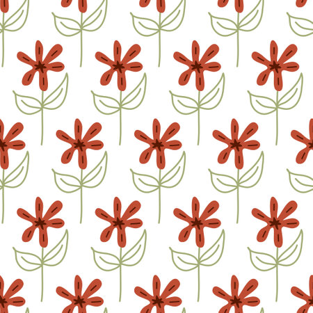 Floral pattern on white seamless pattern for design, simple cute flower blossom for textile and wrapping paper, vector illustrationのイラスト素材