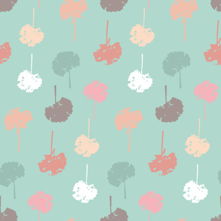 Dandelion seamless pattern with blossom flower, green pink yellow white color vector illustrationのイラスト素材