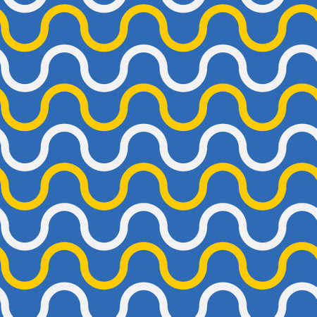 Wave pattern for ceramic tile decoration in Spanish talavera style, traditional portuguese azulejo decor, vector illustrationのイラスト素材