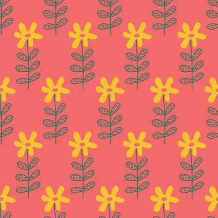 Floral pattern on pink background seamless pattern for design, daisy flower blossom, vector illustrationのイラスト素材