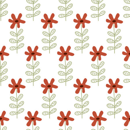 Floral pattern on white seamless pattern for design, simple cute flower blossom for textile and wrapping paperのイラスト素材