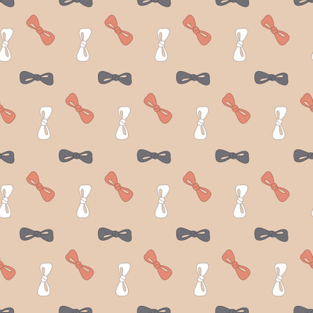 Pink gray bow, cute pastel seamless pattern for textiles and wallpapers, vector illustrationのイラスト素材