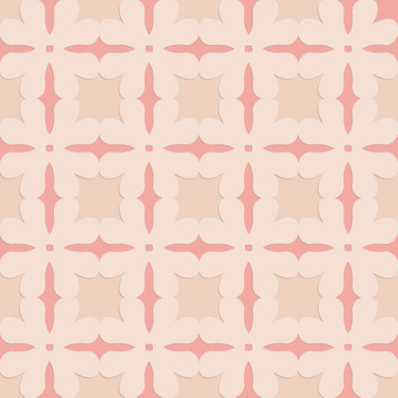 Pink beige embossed pattern in arabic style, oriental ornate seamless pattern for decoration, vector illustrationのイラスト素材