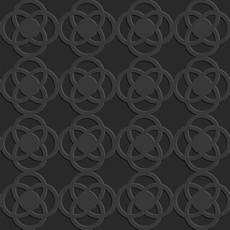 Perforated embossed seamless pattern on dark gray background, Arabic arabesque style in design, decorative art vector illustrationのイラスト素材