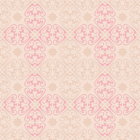 Pink beige embossed pattern in arabic style, oriental ornate seamless patternのイラスト素材