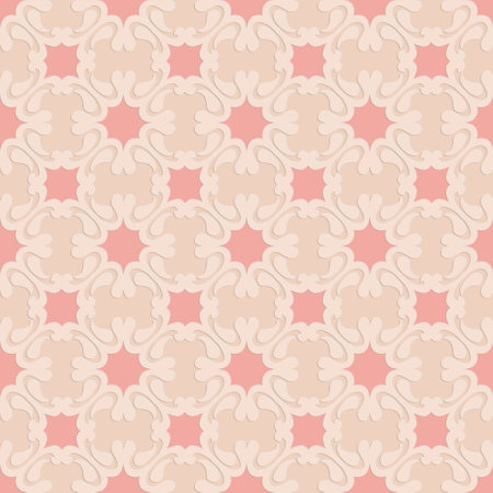 Pink beige embossed pattern in arabic style, oriental ornate seamless pattern vector illustrationのイラスト素材