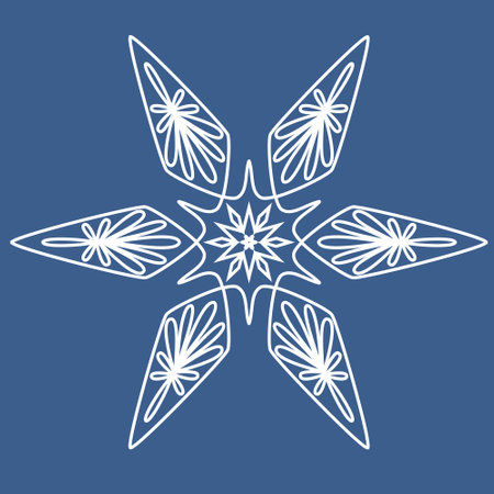 Snowflake vector illustration, symbol icon symmetrical mandala snowflake for designのイラスト素材