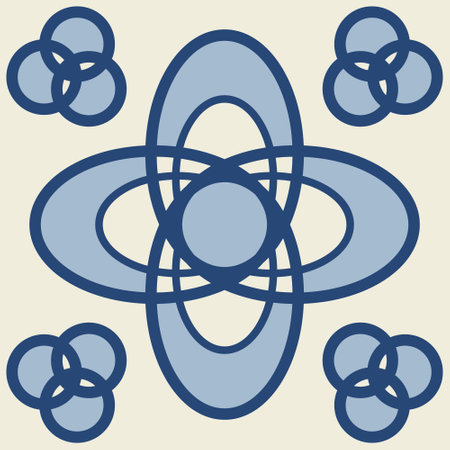 Azulejo pottery, blue square tiles for wall decoration, vector illustrationのイラスト素材