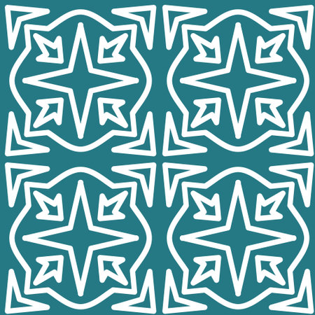 Abstract seamless pattern on green emerald background, vector illustration for textile and decoration design, ornate arabic styleのイラスト素材