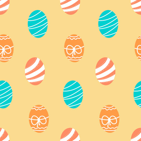 Pastel Easter egg seamless pattern, pink blue yellow white textile design and decoration, illustrationの写真素材