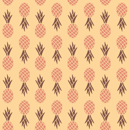 Pineapple seamless pattern, beige yellow monochrome color simple vector illustration for textile design and creative decorationのイラスト素材