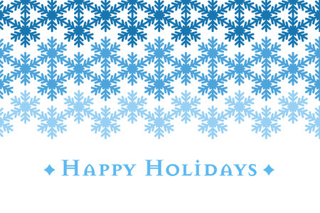 Blue snowflake on white background, text happy holidays. Christmas card vector illustration, new yearのイラスト素材