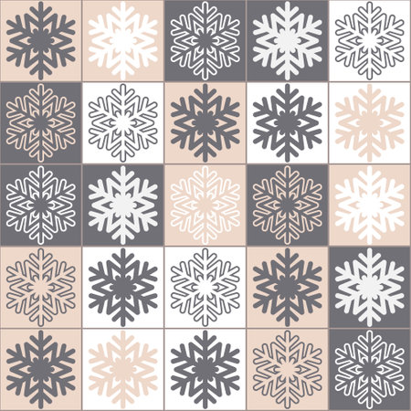 Christmas seamless pattern, gray beige delicate pastel festive New Year background for decorative designのイラスト素材