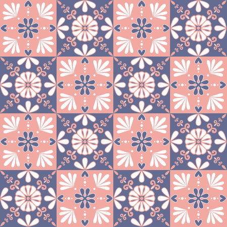 Square ceramic tile pink purple mosaic vector illustration for designのイラスト素材