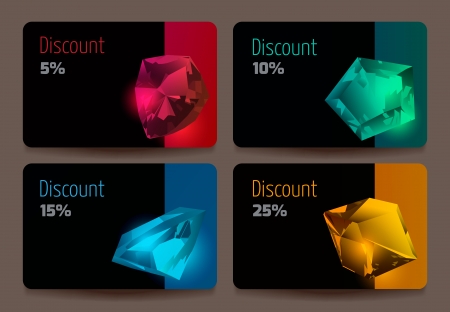 A set of discount cards with precious stones. Ruby, emerald, topaz, opalのイラスト素材