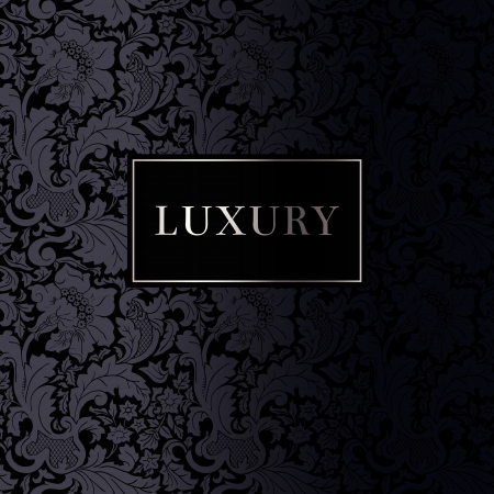 Vintage luxury background with baroque stylized flowers. Black with Silverのイラスト素材