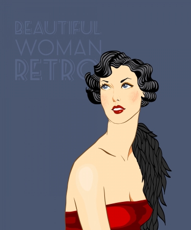 Beautiful woman in the Art Deco style illustrationのイラスト素材