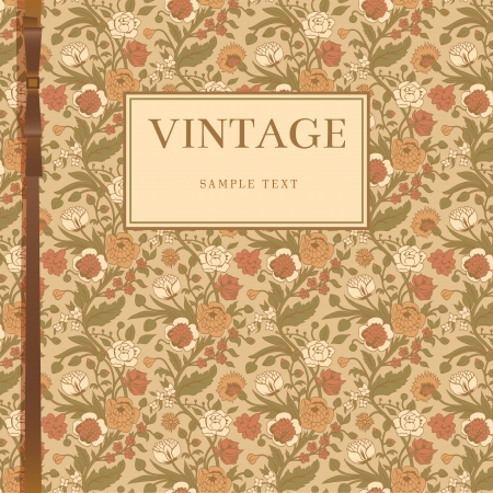 Beige background with vintage flower bouquets carnations and chrysanthemumsのイラスト素材