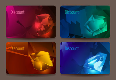 A set of discount cards with precious stones. Ruby, emerald, topaz, opalのイラスト素材