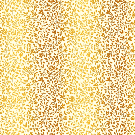 Seamless vintage pattern with a silhouette of small flowers and leaves  Vector illustration  Golden flowers on a light beige background のイラスト素材