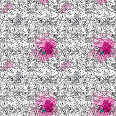 The seamless modern it is black a white pattern with rosesのイラスト素材