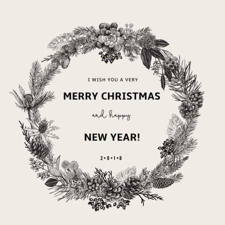 Merry Christmas and happy New Year vector illustration.のイラスト素材