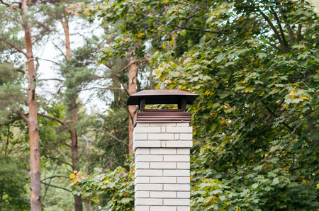 A tidy chimney of a house in the forestの写真素材
