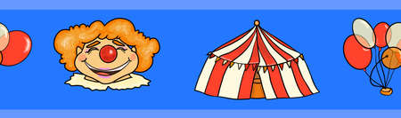 Washi tape with clown, circus tent, balloonsの写真素材