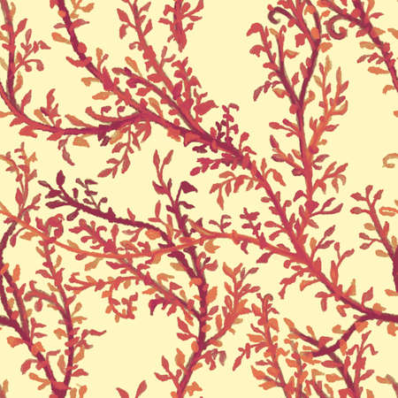 seamless pattern with red trees and leavesの写真素材