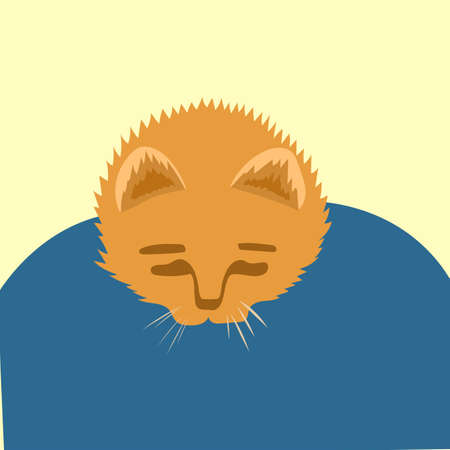 Cute ginger cat feeling sad and guilty. Student.のイラスト素材