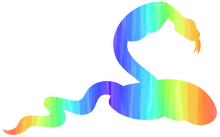 Bright rainbow snake. Mascot animal. Scary reptileのイラスト素材