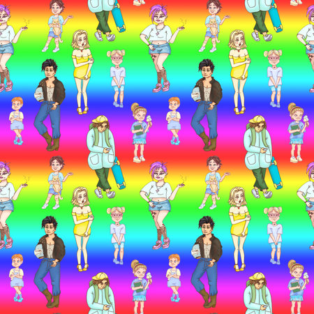 LGBT seamless pattern with young teenager peopleの写真素材
