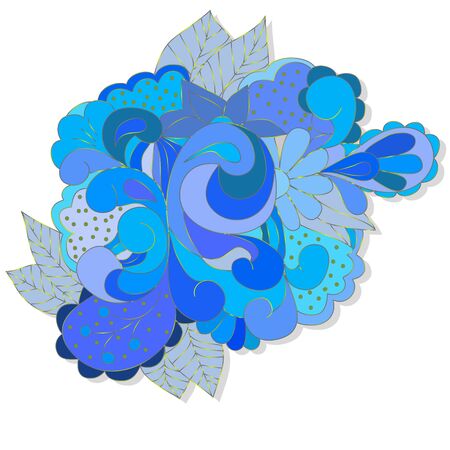 Abstract design element with blue swirls, leaves, can be used web, design, walpapper, textole, texture.のイラスト素材