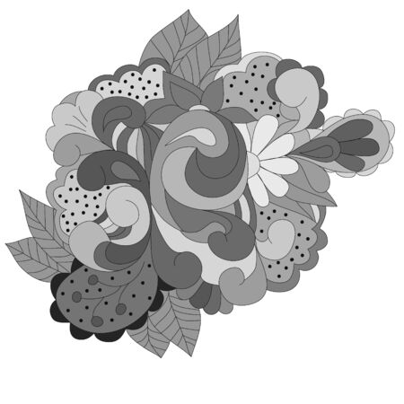 Abstract design element with gray swirls, leaves, can be used web, design, walpapper, textole, texture.のイラスト素材