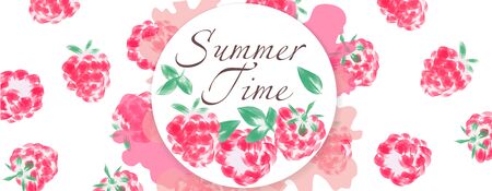 Raspberries illustration vector, juicy, banner, watercolor, decoration, pattern.のイラスト素材