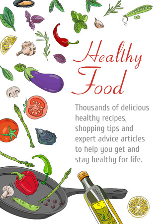 Food cooking background vector set collection mixed. Dishes, vegetables, spices.のイラスト素材