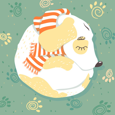 Dog puppy, pet, animal, vector illustration, year 2018 yellow earthy, happy new year!のイラスト素材